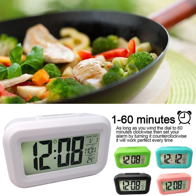 Digital Display Alarm Clock Battery Operated Snooze light Colors Night 5 Y4U8