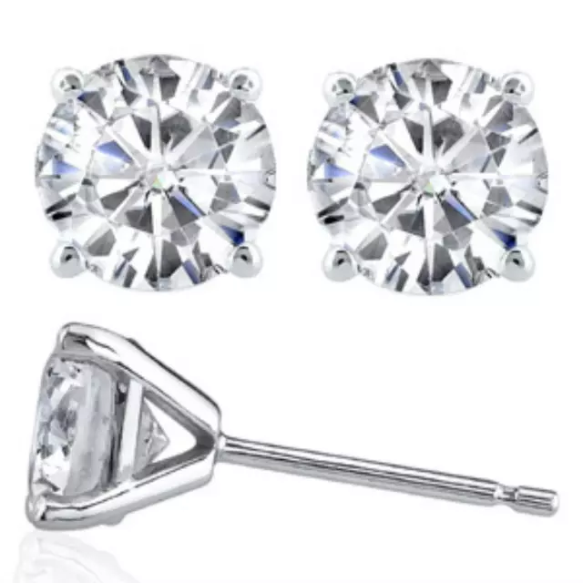 2 CT Round Cut Diamond Stud Earrings D SI1 14K White Gold engagement CHRISTMAS H