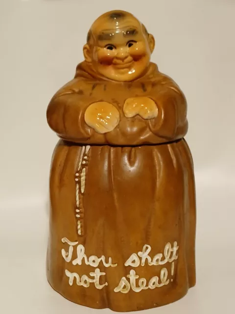 Vintage 1960's Twin Winton Friar Tuck Cookie Jar - Thou Shall Not Steal