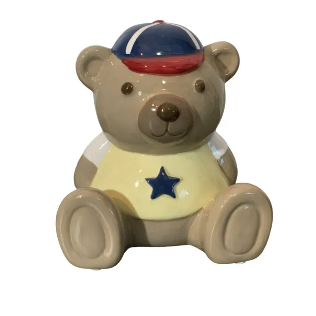 Vintage Ceramic Baseball Teddy Bear Bank