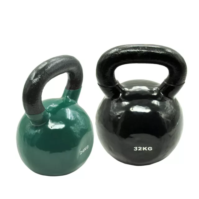 24kg + 32kg = Total 56kg Iron Vinyl Kettlebell Weight Gym Strength Training