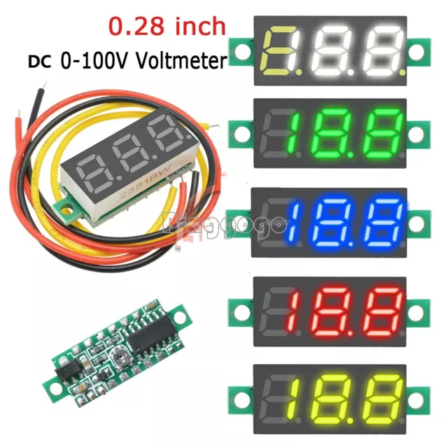 10PCS 3 Wire Mini DC 0-100V 0.28" 3-Digit Voltmeter LED Voltage Panel Meter NEW