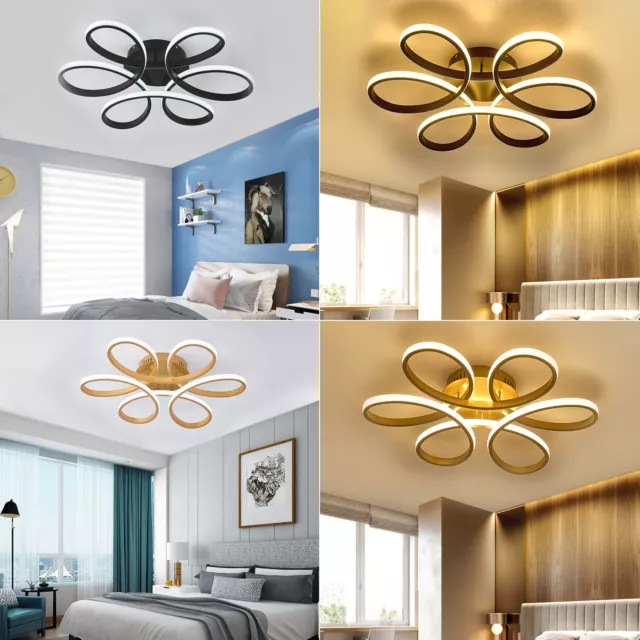 LED Flower Lamp Ceiling Light Modern Aluminum Black Frame Living Dining Bed Room