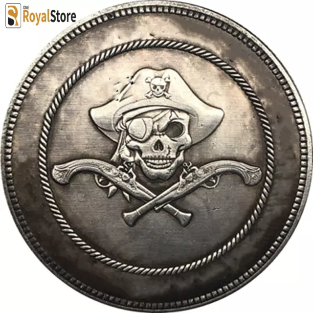 Hobo Nickel COIN, pirate skull Coin ENGRAVING ART, Coin for Gift