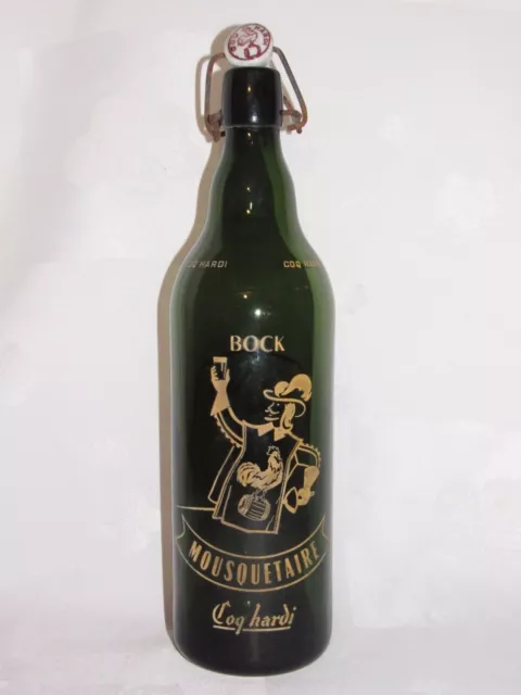 11D1 Antigua Raro Botella De Cerveza Coq Hardi Jarra Musketeer Cristal Esmaltado