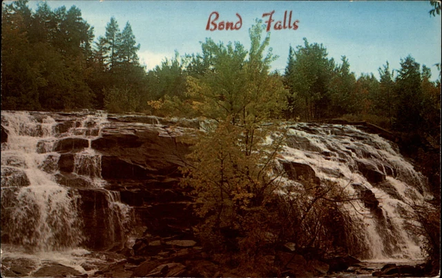 Paulding Michigan Bond Falls Ontonagon River ~ 1970s postcard