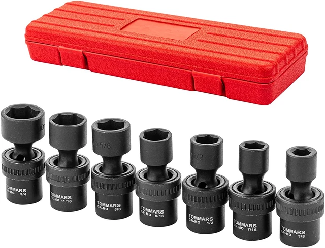 Juego de enchufes de impacto poco profundos de accionamiento SAE 3/8"", 3/8"" - 7/16"" - 1/2"" - 9/16"" - 5