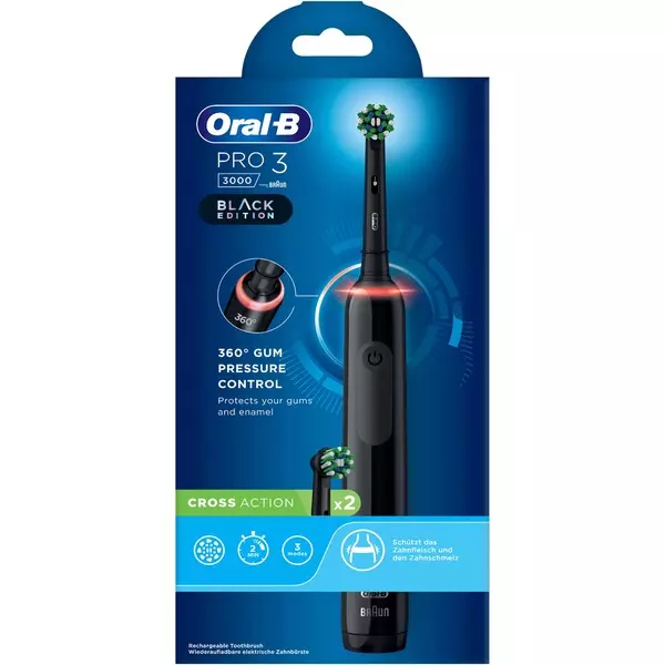 Brosse à dents electrique Oral-B Pro 3 3000 BLACK Edition  Cross Action