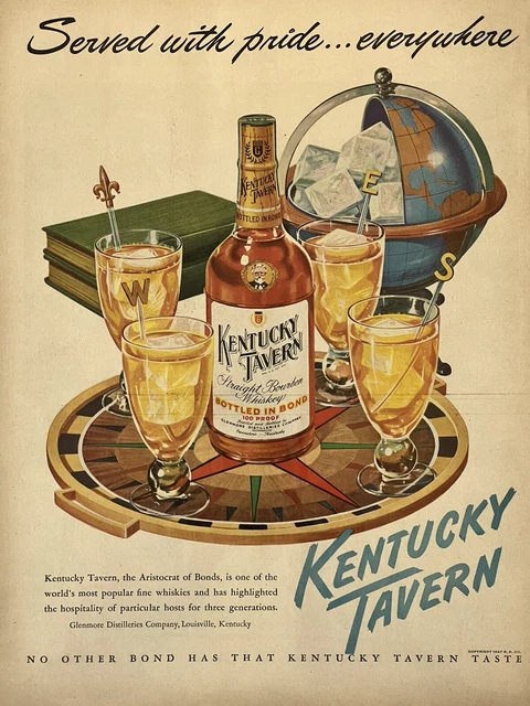 Large Kentucky tavern Straight Bourbon Whiskey Printed advertising Beautiful Ad