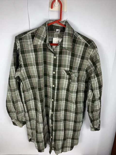 VTG 90s Calvin Kline Button Up Shirt Black Gray Plaid NWT NOS Mens Sz S 1996