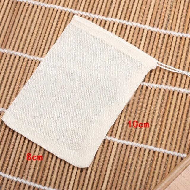 Küche Filtertasche 10pcs 8*10cm Baumwolle Kordelzug Straining Kochen Trennen