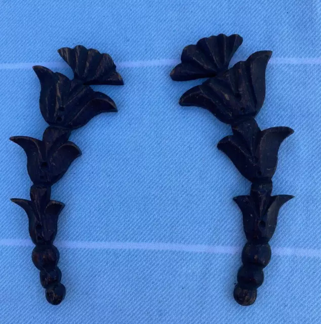 Antique French Hand-Carved Wood Floral Appliques