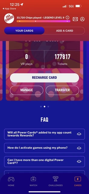dave and buster's power card 177,817 Tickets All Earned!!!