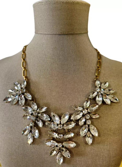 Vintage J Crew Cluster 18" 56 Stone Drop Bib Wedding Dance Fancy Bling Necklace