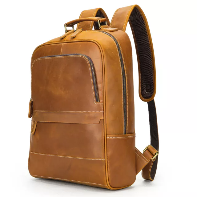 NEW MEN'S LEATHER Backpack, 15.5