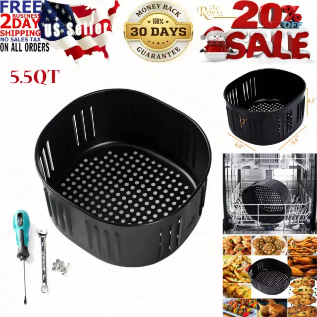 Air Fryer Replacement Basket For Power Xl Dash Cozyna 5.5qt Air Fryer,air  Fryer Accessories Black