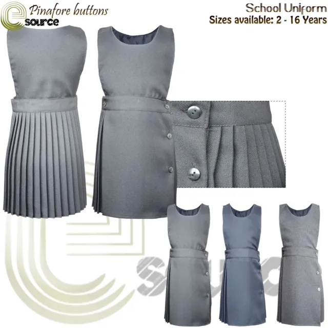Pinafore Dress Pleated 2-16 Girls School Uniform Bib Grey Pini dress Children