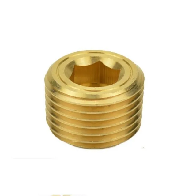 Brass Pipe Fitting - Hex Counter Sunk Plug 1/8NPT Male Socket Pipe Plugs 15pcs