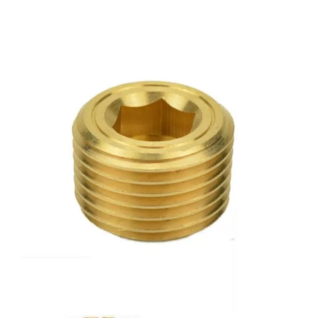 Brass Pipe Fitting - Hex Counter Sunk Plug 1/8NPT Male Socket Pipe Plugs 15pcs