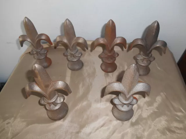 Vintage Set/6 Cast Iron Gate/Fence Post Finials/Toppers/ Spears 3/4" Square Hole