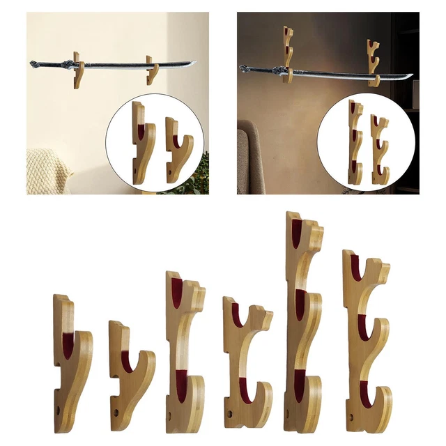 HHUXIUE Lot De 2 Supports Muraux Pour Épée Ou Hache – Affichage Vertical Noir – Idéal Pour Sabres, Katanas, Cosplay Ou Décoration