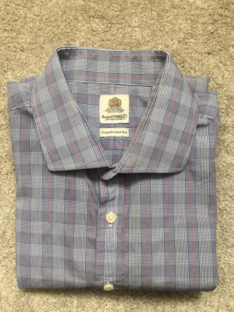 Men’s Bernard Weatherill Of Savile Row London Blue Checked Formal Shirt 17/43