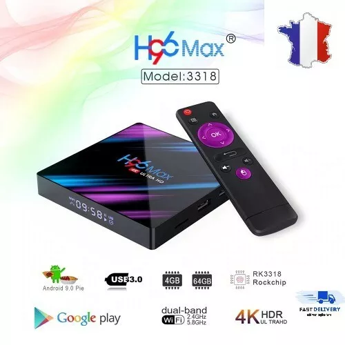 H96 MAX Smart TV Box Android 9.0 Quad-Core 4GB 32GB 64GB 4K Youtube multimédia