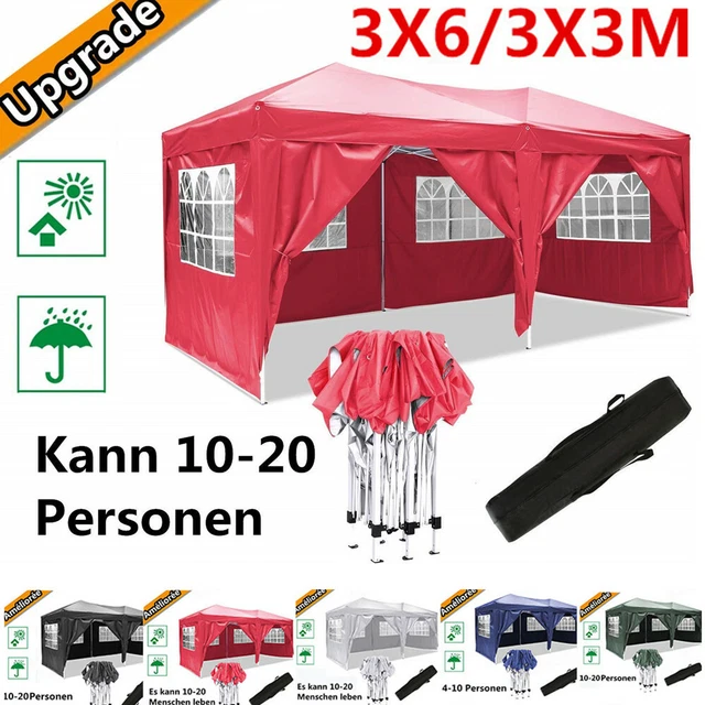 KLAPP FALT PAVILLON 3x3/3x6 m Faltbare Gartenpavillon Partyzelt 100