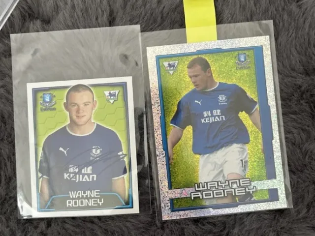 Wayne Rooney Everton Premier League 2004 Merlin 2nd Rookie Stickers Duo Bundle