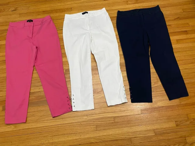 Lot of 3 Talbots Dress Pants Size 6 Pink White Blue