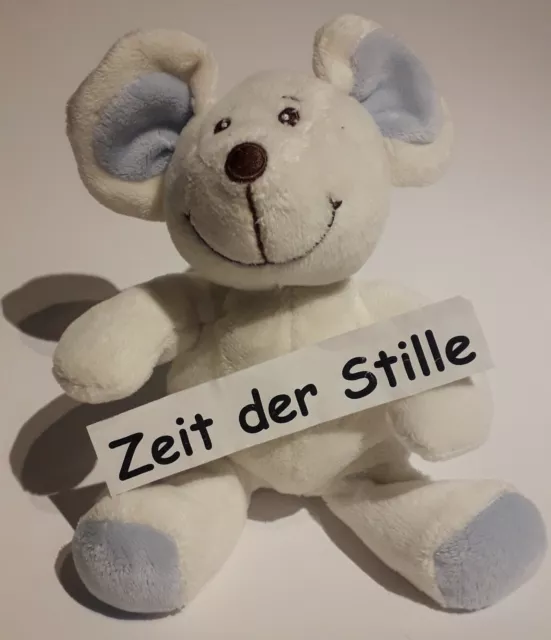 BAMBIA Maus weiß Stofftier Stoffmaus Stofftier Kuscheltier Rassel 13 cm