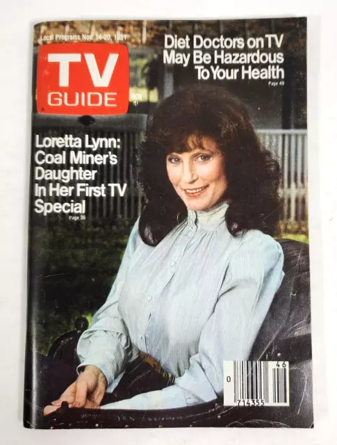 1981 TV GUIDE Nov 14-20 Loretta Lynn Hollywood Celebrities Protection …