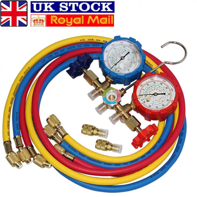 Refrigerant Manifold Gauge Set Air Conditioning Hose Diagnostic Tools R22 R134A