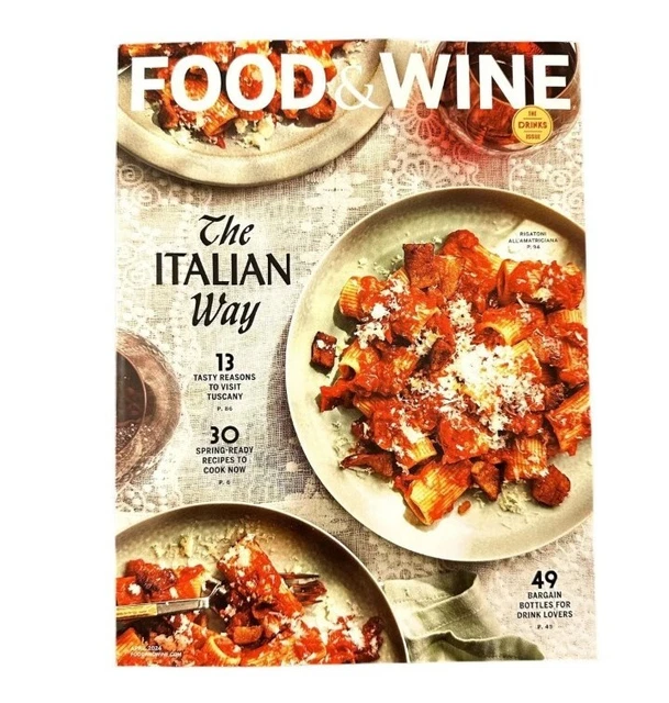 FOOD & WINE Magazine April 2024 The Drinks Issue Recipes The Italian Way Sealed 5.30 PicClick