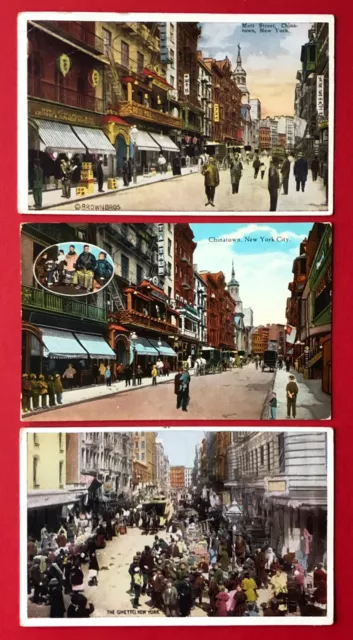 3 x AK NEW YORK USA 1928 Chinatown Mott Street The Ghetto East Side  ( 103646