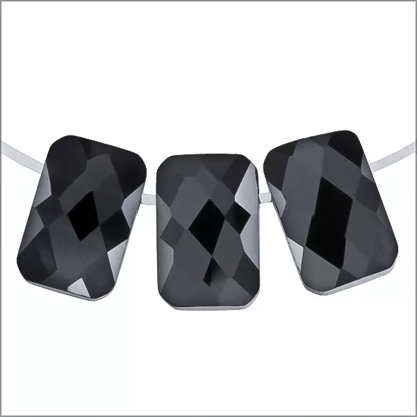6 perles de coussin rectangle cubique en zircone 6 x 9 mm noir #64133