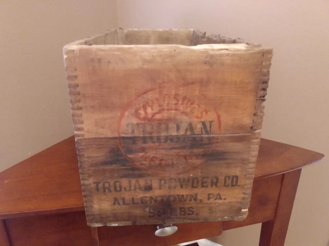 Antique  TROJAN POWDER CO. HIGH EXPLOSIVES BOX/CRATE