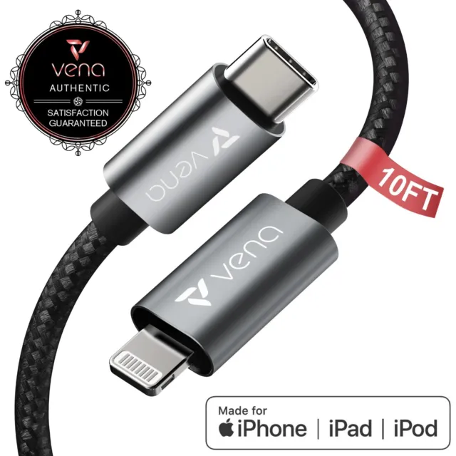 Vena 10FT USB-C to Lightning Charging Cable[Apple MFI Certified]For Apple iPhone