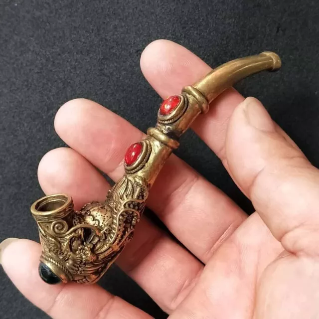 Solid Brass Vintage Cigarette Holder Dragon Filter Pipe Cigarette Holders Gift