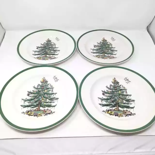 Spode Christmas Tree Dinner Plates 10.5" Set of 4 Made in England S3324J
