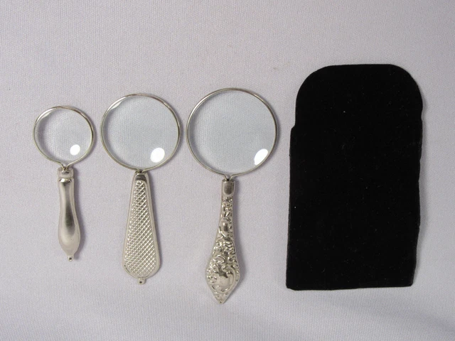 Glass Magnifying Lens with metal handles and pouch