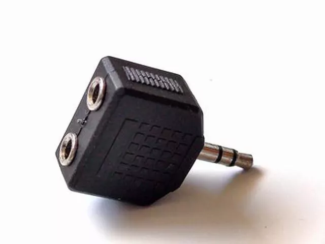 ADAPTADOR CONECTOR AUDIO JACK ESTEREO MACHO A dos HEMBRAS 3,5 mm