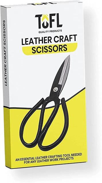 TOFL Leather Craft Scissors - Heavy Duty Shears for Cutting Thick Hide Material