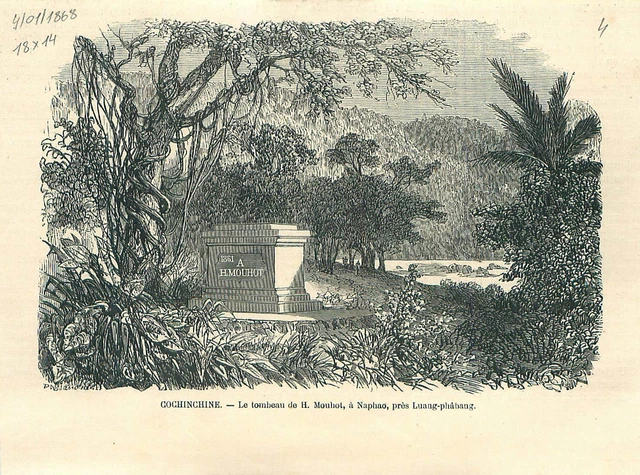 Indochine Cochinchine tombeau de Mouhot à Naphao au Viêt Nam ILLUSTRATION 1868