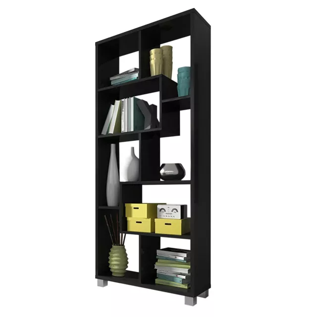 Estantería librería de diseño comedor salón, oficina color Negro Mate, Deluxe