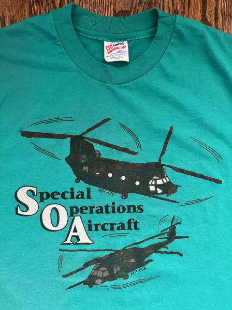 Vtg Single Stitch MH-47E MH-60K Special Operations Aircrafts Chinook Shirt  XL