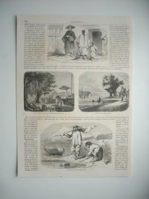 Gravure 1864. Cochinchine. Mariniers Et Pecheurs. Royaume D’annam. A Toumhai....