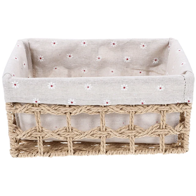 Panier Rangement Naturel HMF - Lot De 2 - Jacinthe D'eau Tressée - Pour Kallax 32x34,5x32 Cm