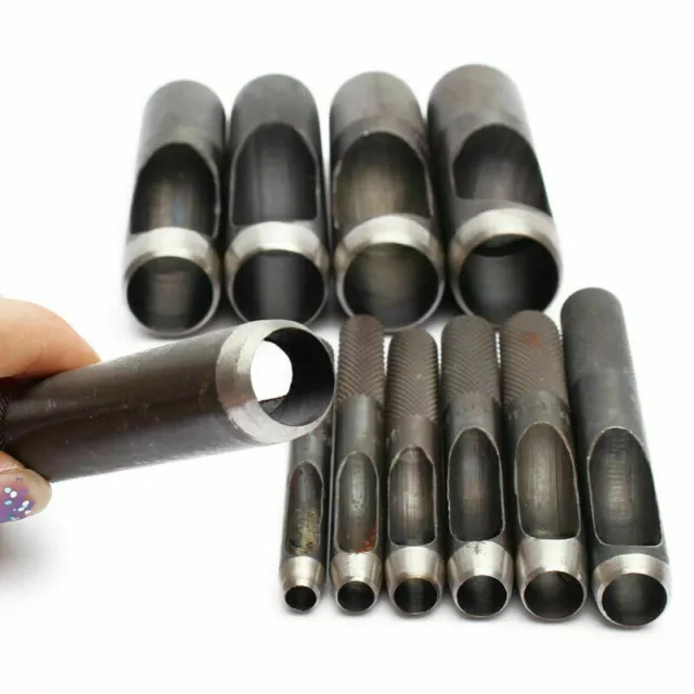 Round Hollow Punch Set Hand Tools Hole Punching Leather Gasket CARBON Steel 2