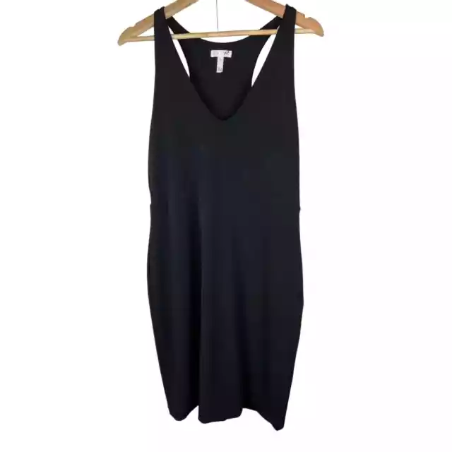 NWT Nordstrom Leith Women's Size XL Black Sleeveless Racerback Knit Dress